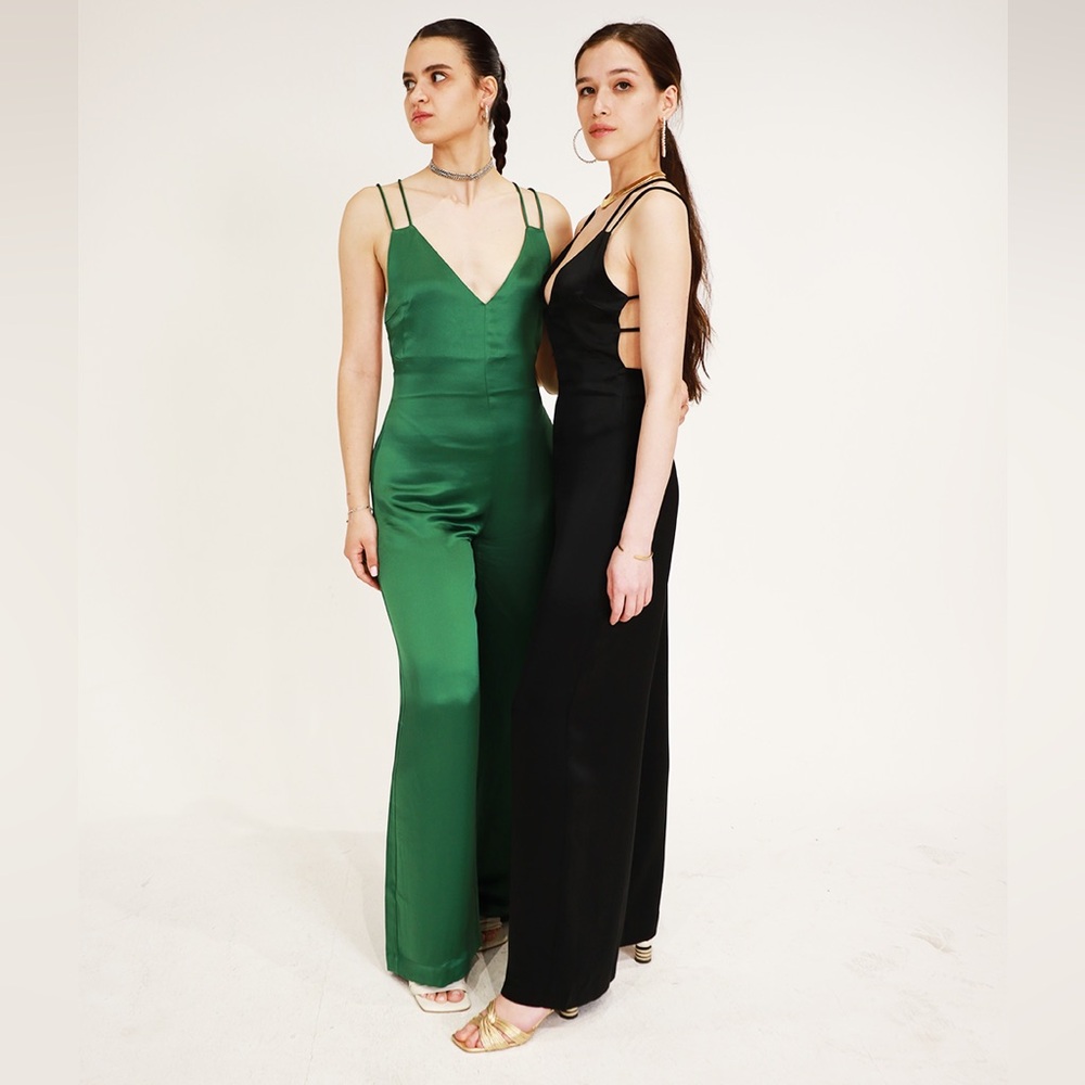 Black Satin Jumpsuit
